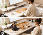 ODK Corner Desk with 4 Drawers and Socket, 140 x 80 cm, White