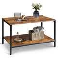 WLIVE Coffee Table, Modern Industrial Wooden Coffee Table with Storage Shelf & Metal Frame, 2-Tier Wood Centre Table for Small Spaces Apartment, Home, Rustic Brown