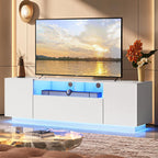 WLIVE LED TV Stand for 55/60/65 Inch TVs, Modern Entertainment Center with Storage Cabinets and Drawer, Gaming Media TV Console with RGB Lights for Living Room，Bedroom, White