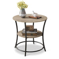 WLIVE 2 Tier Round End Table Steel Frame Small Space Living Room Nightstand
