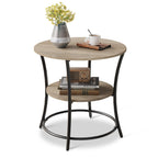 WLIVE 2 Tier Round End Table Steel Frame Small Space Living Room Nightstand