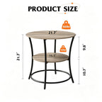 WLIVE 2 Tier Round End Table Steel Frame Small Space Living Room Nightstand