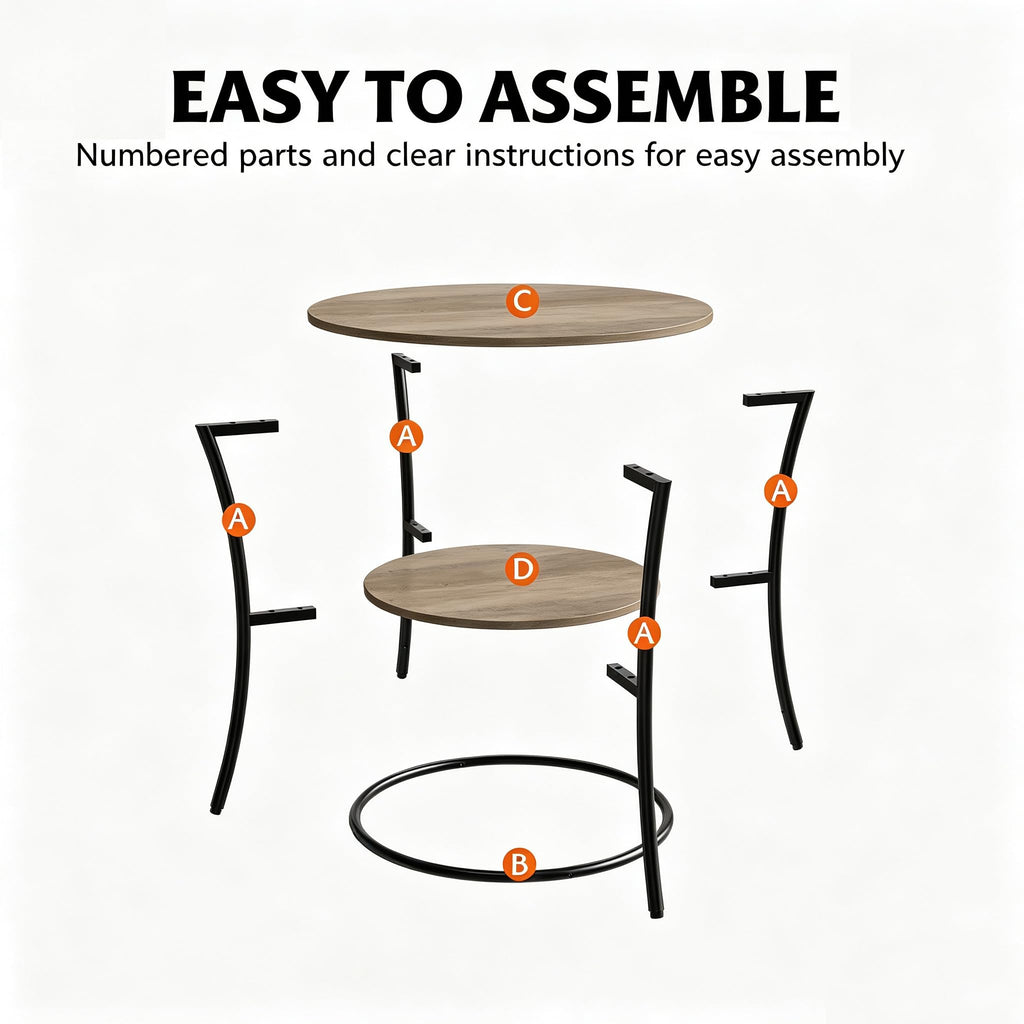 WLIVE 2 Tier Round End Table Steel Frame Small Space Living Room Nightstand