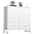 WLIVE Fabric Chest of Drawers Bedroom Dresser 6 Drawer Double Chest of Drawers Storage Tower with Fabric Storage