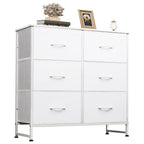 WLIVE Fabric Chest of Drawers Bedroom Dresser 6 Drawer Double Chest of Drawers Storage Tower with Fabric Storage