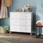 WLIVE Fabric Chest of Drawers Bedroom Dresser 6 Drawer Double Chest of Drawers Storage Tower with Fabric Storage