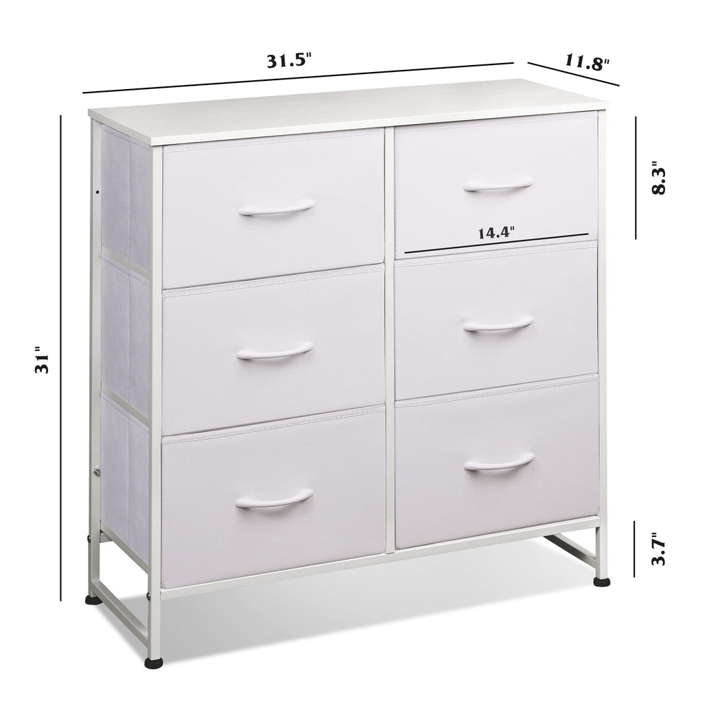 WLIVE Fabric Chest of Drawers Bedroom Dresser 6 Drawer Double Chest of Drawers Storage Tower with Fabric Storage