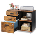DEVAISE 3-Drawer File Cabinet with Lock, Wood Filing Cabinet, Rustic Brown