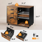 DEVAISE 3-Drawer File Cabinet with Lock, Wood Filing Cabinet, Rustic Brown