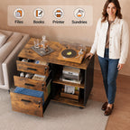 DEVAISE 3-Drawer File Cabinet with Lock, Wood Filing Cabinet, Rustic Brown