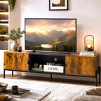 WLIVE TV Stand for 65 Inch TVs, Media Console with Metal Legs, Rustic Brown