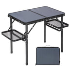 RedSwing Folding Table 3ft, 34x16 Inch Adjustable Height with Extra Space, Lightweight and Portable Aluminum Frame Picnic Table for Outdoor Indoor Picnic, Black