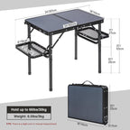 RedSwing Folding Table 3ft, 34x16 Inch Adjustable Height with Extra Space, Lightweight and Portable Aluminum Frame Picnic Table for Outdoor Indoor Picnic, Black