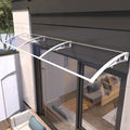 Window Door Awning Canopy White Aluminum Bracket Transparent Polycarbonate Board,Shelter Cover Front Doors Roofing Canopies for Sun Shutter,UV,Rain,Snow Protection (60 X 250cm)