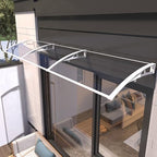 Window Door Awning Canopy White Aluminum Bracket Transparent Polycarbonate Board,Shelter Cover Front Doors Roofing Canopies for Sun Shutter,UV,Rain,Snow Protection (60 X 250cm)