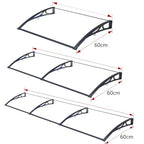 Window Door Awning Canopy White Aluminum Bracket Transparent Polycarbonate Board,Shelter Cover Front Doors Roofing Canopies for Sun Shutter,UV,Rain,Snow Protection (60 X 250cm)