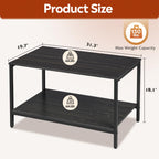 WLIVE Coffee Table, 2-Tier Center Table with Storage, Modern Farmhouse Wood Grain Coffee Table for Living Room, Charcoal Black
