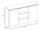 VBChome Chest of Drawers with 2 Doors and 3 Drawers, 120 x 40 x 75 cm, White, Handle-Free Drawer Chest of Drawers, Multi-Purpose Cabinet for Hallway, Bedroom, Living Room, Children's Room, Modern White
