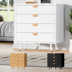 ALFORDSON Fluted Front Chest of 4 Drawers Modern Bedroom Tallboy Dresser