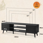WLIVE TV Cabinet 160 cm Lowboard with 2 Doors up to 70 Inches Black 160 x