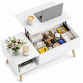 WLIVE Coffee Table for Living Room, Lift Top Coffee Table with Storage, Small Rising Wooden Dining Center Table with Storage Shelf & Hidden Compartment, 39" White