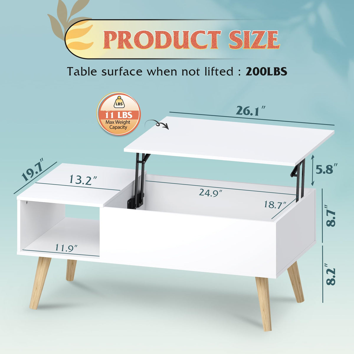 WLIVE Coffee Table for Living Room, Lift Top Coffee Table with Storage, Small Rising Wooden Dining Center Table with Storage Shelf & Hidden Compartment, 39" White