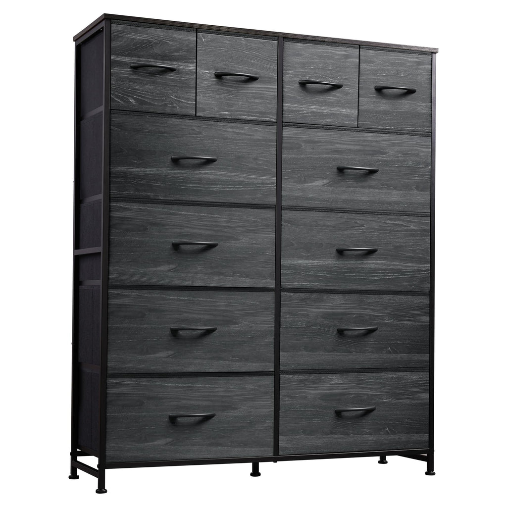 WLIVE 12 Drawer Tall Fabric Dresser Bedroom Storage Chest, Charcoal