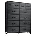 WLIVE 12 Drawer Tall Fabric Dresser Bedroom Storage Chest, Charcoal