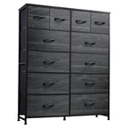 WLIVE 12 Drawer Tall Fabric Dresser Bedroom Storage Chest, Charcoal