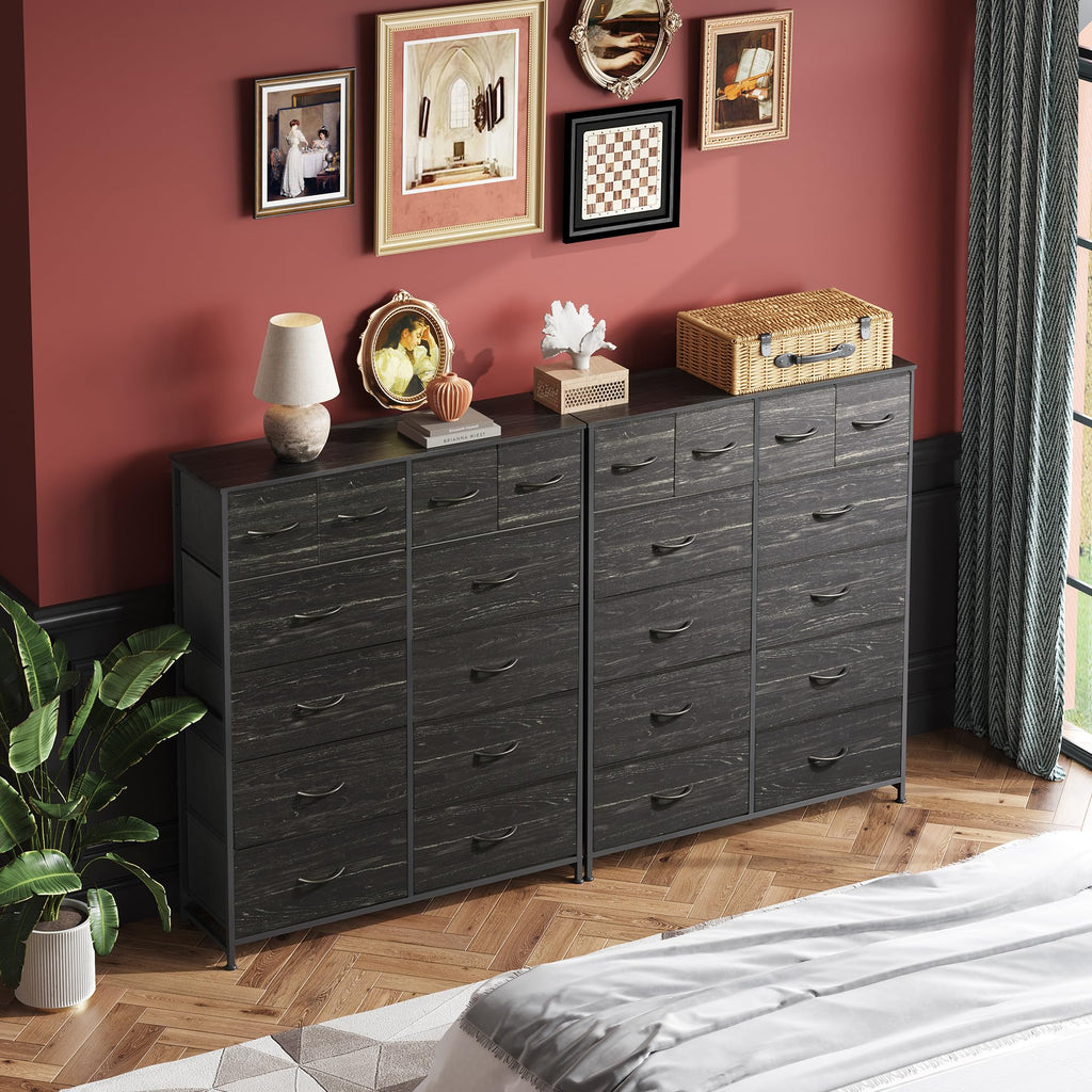 WLIVE 12 Drawer Tall Fabric Dresser Bedroom Storage Chest, Charcoal