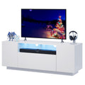 WLIVE TV Stand with LED Lights & Large Storage Cabinet, Modern Entertainment Center for 32/43/50/55 Inch TVs, Sturdy Media Console for Living Room, Bedroom, Gaming, White