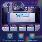 WLIVE TV Stand with LED Lights & Large Storage Cabinet, Modern Entertainment Center for 32/43/50/55 Inch TVs, Sturdy Media Console for Living Room, Bedroom, Gaming, White