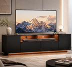 WLIVE LED TV Stand for 65/70/75 Inch TVs, Modern Entertainment Center with Storage Cabinets and Drawer, Gaming Media TV Console with RGB Lights for Living Room, Black