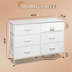 WLIVE Dresser for Bedroom with 6 Fabric Drawers, White