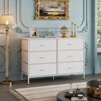 WLIVE Dresser for Bedroom with 6 Fabric Drawers, White