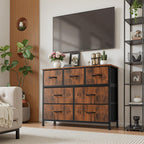 Sweetcrispy 7 Drawer Dresser for Bedroom Storage with Fabric Bins, Brown