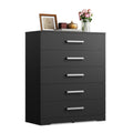WLIVE Meuble de Rangement 5 tiroirs Noir, Commode Moderne pour Chambre
