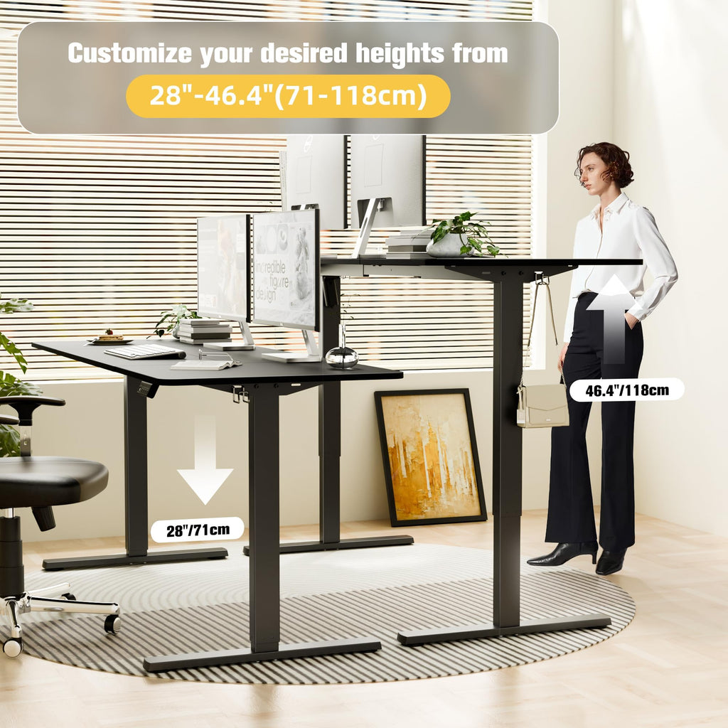 67"x24" Standing Desk, Height Adjustable Sit-Stand Home Office, Black