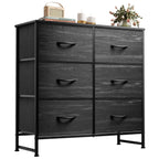 WLIVE Dresser for Bedroom with 6 Drawers, Charcoal Black Wood Grain Print