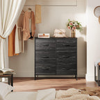 WLIVE Dresser for Bedroom with 6 Drawers, Charcoal Black Wood Grain Print
