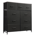 WLIVE Tall Dresser for Bedroom, 9 Drawer Chest of Drawers, Charcoal Black