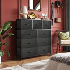 WLIVE Tall Dresser for Bedroom, 9 Drawer Chest of Drawers, Charcoal Black