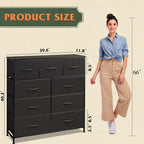 WLIVE Tall Dresser for Bedroom, 9 Drawer Chest of Drawers, Charcoal Black