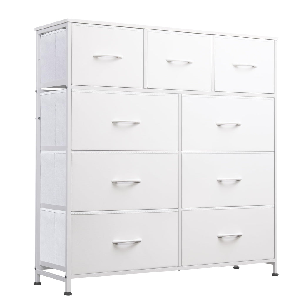 WLIVE Tall Dresser for Bedroom, 9 Drawer Chest of Drawers, White