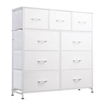 WLIVE Tall Dresser for Bedroom, 9 Drawer Chest of Drawers, White