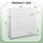 WLIVE Tall Dresser for Bedroom, 9 Drawer Chest of Drawers, White