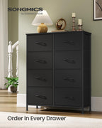 SONGMICS Dresser for Bedroom, Tall Dresser with 8 Fabric Drawers