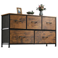 WLIVE Wide Dresser for Bedroom, 5 Drawer Chest of Drawers, Rustic Brown