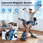 Upgraded Folding Exercise Bike with 16-Level Adjustable Magnetic Resistance, 350LBS Quiet Foldable Indoor Cycling Bike, Fitness Stationary Bike with LCD Display & Large Comfortable Seat Cushion