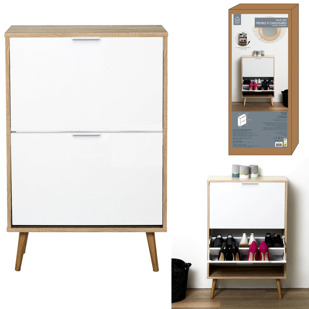 HOME DECO FACTORY Shoe Cabinet with 2 Doors Entrance White and Brown